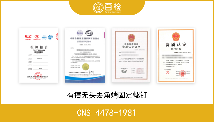 CNS 4478-1981 有槽无头去角端固定螺钉 