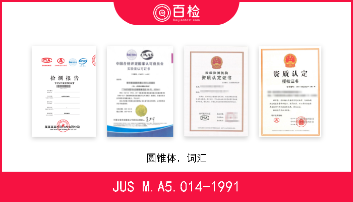 JUS M.A5.014-1991 圆锥体．词汇 