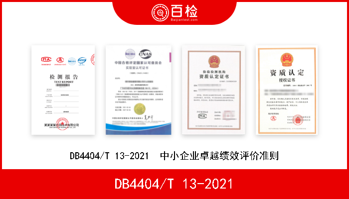 DB4404/T 13-2021 DB4404/T 13-2021  中小企业卓越绩效评价准则 