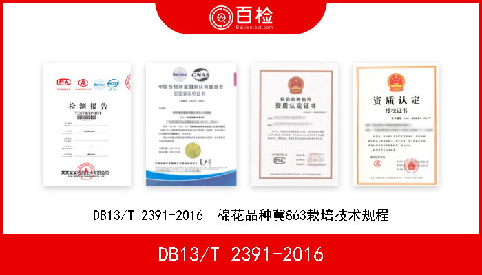 DB13/T 2391-2016 DB13/T 2391-2016  棉花品种冀863栽培技术规程 