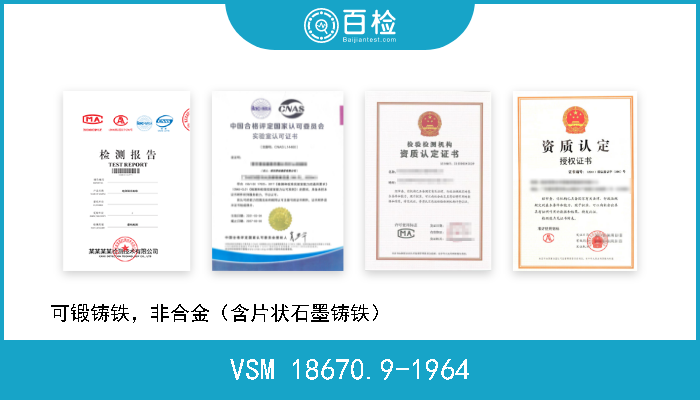 VSM 18670.9-1964 可锻铸铁，非合金（含片状石墨铸铁）                           